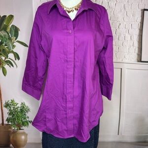 Coldwater Creek Vibrant Purple Button-Down Shirt size 10 12